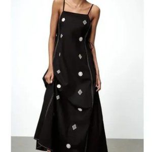 ZARA Embroidered Linen Blend Dress New Medium